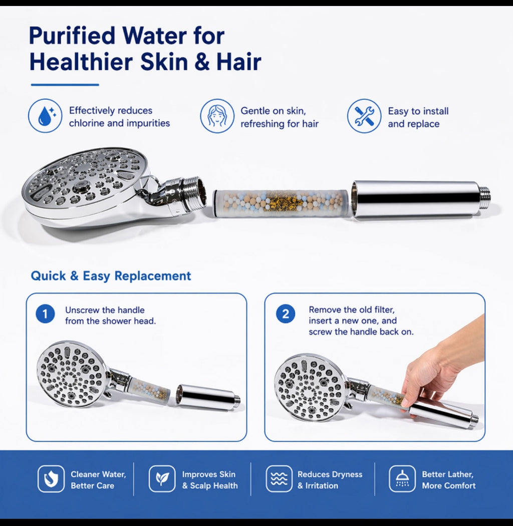 Velunor Filtered Showerhead — Vitamin C & Mineral Infusion